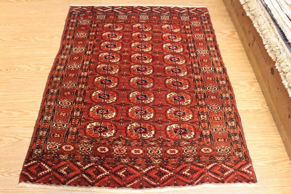 3'8" x 5' Antique Turkmen Rug Circa 1900's Original Bukhara wool rug