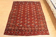 3’8″ x 5′ Antique Turkmen Rug Circa 1900’s Original Bukhara wool rug