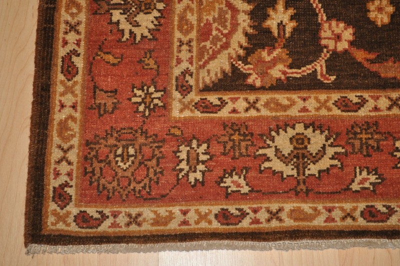 4x4 ft. FINE QUALITY Genuine handmade brown rug square hand-knotted Beige 4'x4' gallery