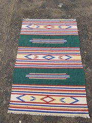 Vintage Traditional Handmade Southwestern Wool Multicolor Kilim 5.9×3.8 ft
