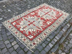 Bohemian Area Rug Handmade Wool Rug Turkish Vintage Traditional Rug 4,3 x 7,1 ft