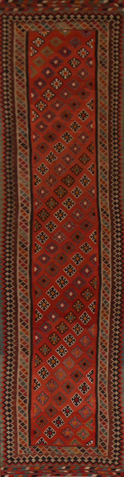 Antique Vegetable Dye Kilim 20 ft Runner Wool Flat-weave Reversible Rug 4x20 gallery