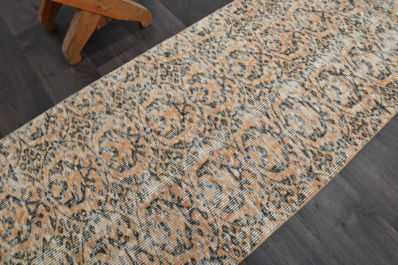 Vintage Turkish Runner Rug 2x9ft Wool Anatolian Handmade Hallway Oushak ORANGE gallery