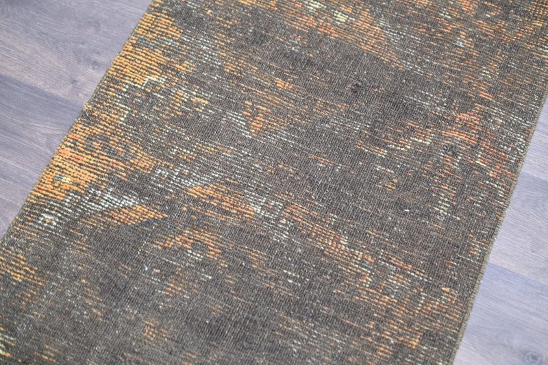 Vintage Turkish Runner Rug 2x10ft Wool Anatolian Handmade Hallway Oushak ORANGE gallery