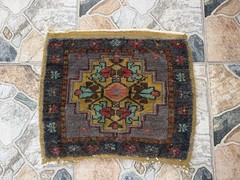 Vintage Oushak Bohemian Rug Handmade Turkish Anatolian Wool Small Accent Rug 1×1