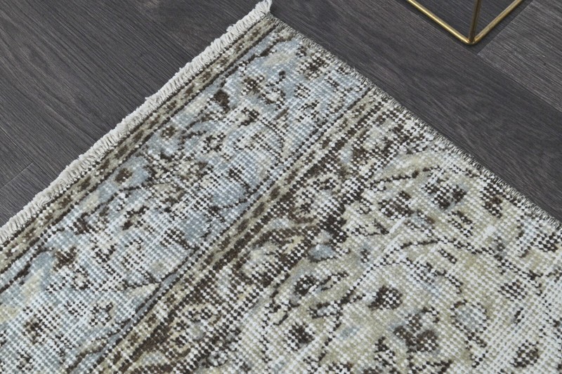 Vintage Turkish Runner Rug 2x10ft Wool Anatolian Handmade Hallway Oushak BEIGE gallery