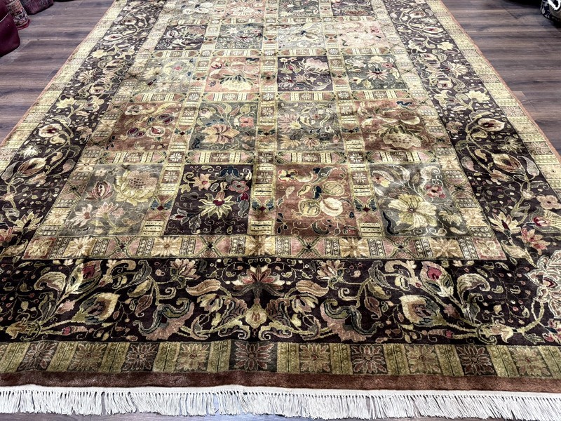 Indo Per'sian Rug 8.6 x 12 Panel Design Vintage Soft Wool Pile Multicolor gallery