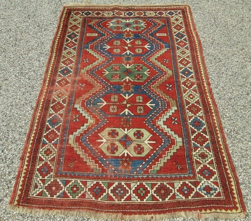 ANTIQUE CAUCASIAN KAZAK ORIENTAL RUG CIRCA 1900 ALL NATURAL DYES GREAT PRICE ! gallery