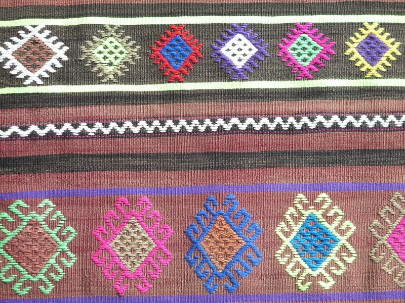 Vintage Turkish Kilim, Area Rugs, Large Wool Rug Handmade Floor Carpet 62"X105" gallery