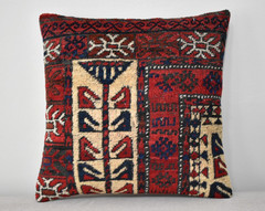 Antique Tribal Pillow Cover Sofa Rug 16” x 16” Made Of Antique Cushion Carpet