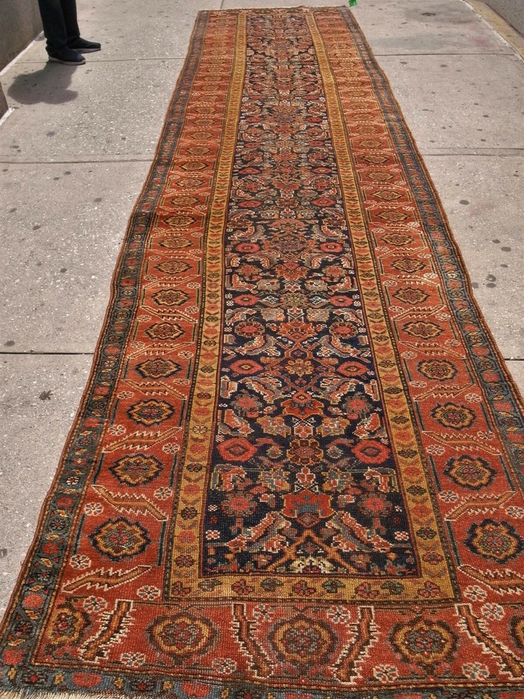 Antique Kurdish long carpet 4'5" x 17'11 circa 3rd quarter 19th Century