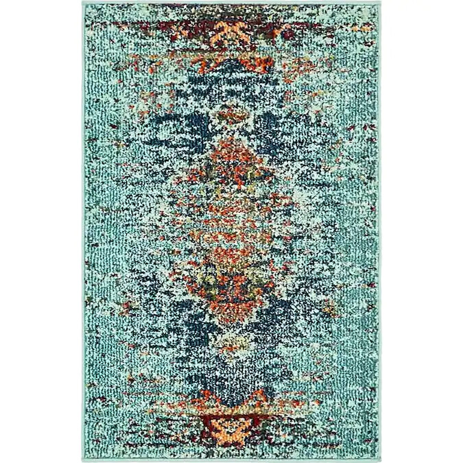 Unique Loom Warhol Vita 2 x 3 Turquoise/Navy Blue Medallion Oriental Area Rug