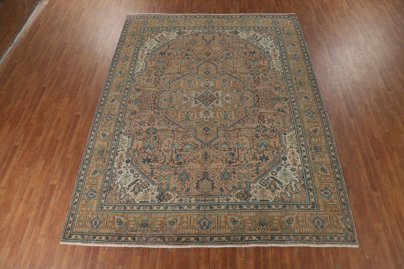 Vintage Geometric Tebriz Area Rug 10x13 Traditional Handmade Living Room Carpet gallery