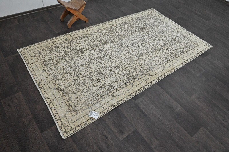 Oushak Turkish Vintage Rug 4x7 Kilim Rug Anatolian Handmade Boho Decor BEIGE gallery