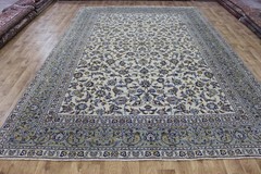 LARGE HANDMADE ORIENTAL KESHAN WOOL CARPET WITH SUPERB FLORAL 385 x 260 cm