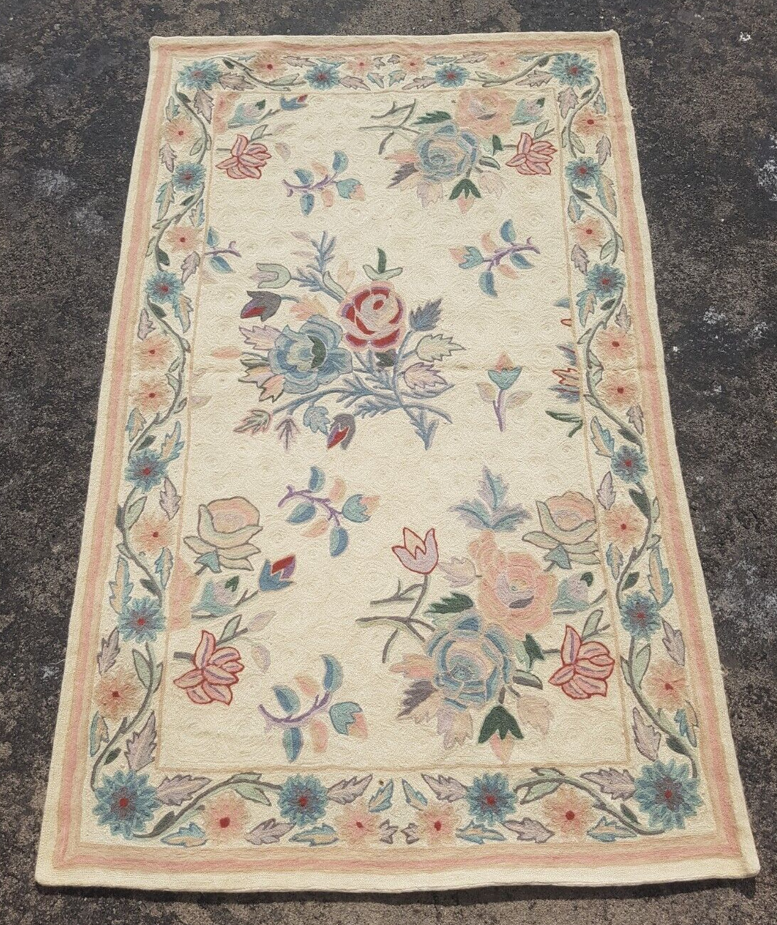 Vintage Hand Woven Traditional Kashmiri Floral Multicolor Kilim Rug 146x91 cm gallery