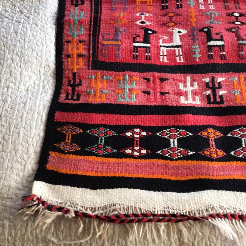 Old Vintage Middle Eastern Possibly Turkish Hand Woven Pictorial Rug 34”x 51” gallery