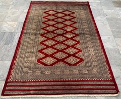 Vintage Afghan Rug, Jaldar Bokhara Rug, Traditional Area Carpet (5×7 ft.)