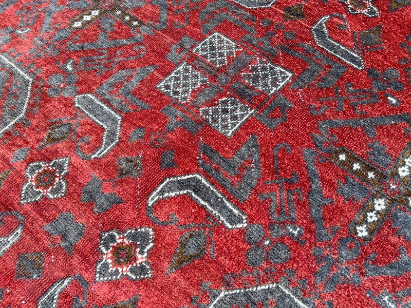 Antique Terracotta Afghan Turkmen Rug 7x10 ft Red Geometric Faded Persian carpet gallery