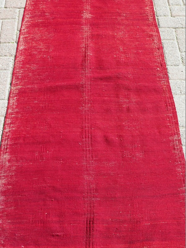 Red Turkish Kilim Rug Runner, Hallway Rug, Corridor Rugs 35"x117" Carpet Runner gallery