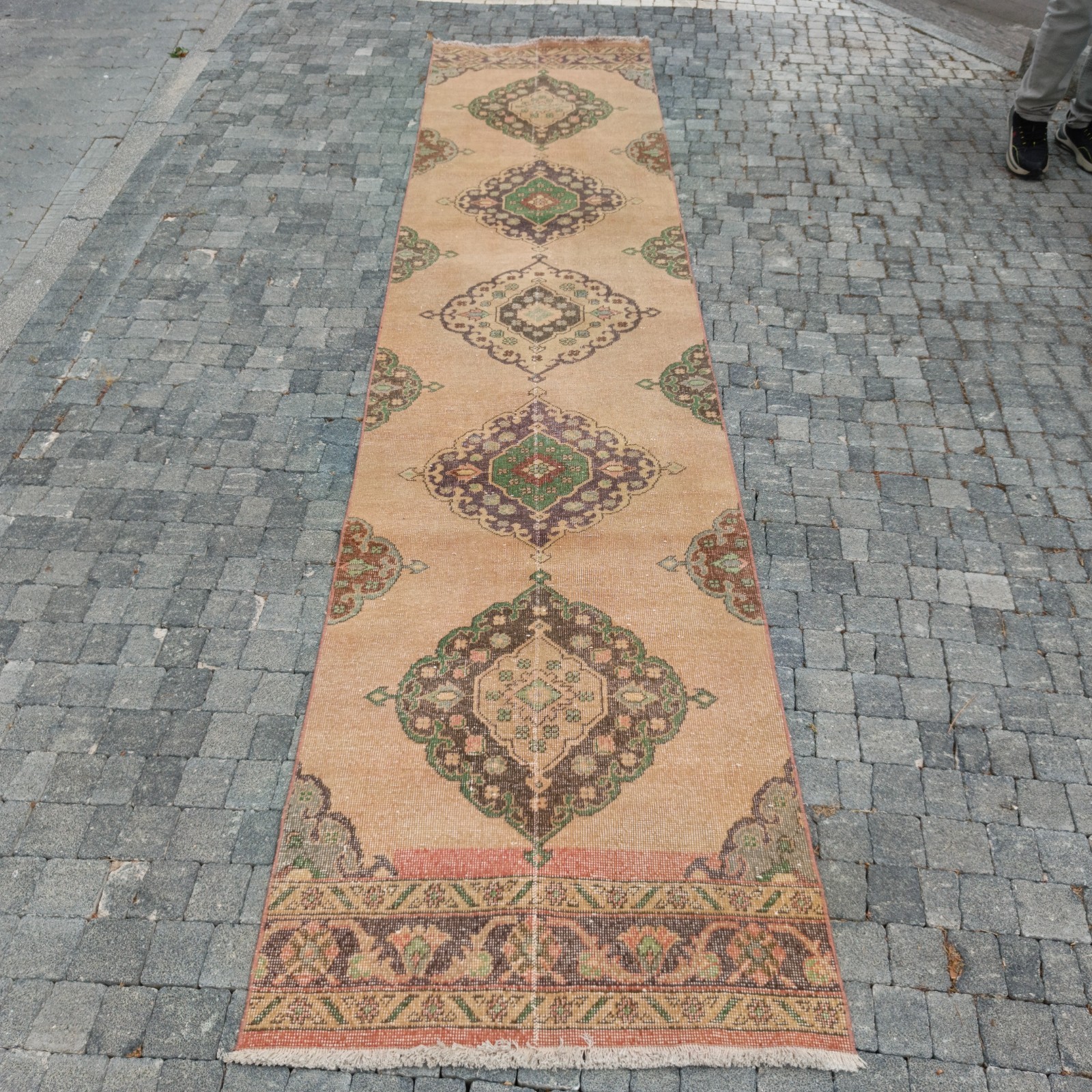3x13 Turkish kitchen rug 2.85 x 12.59 ft Vintage Handmade 87 x 384 cm Runner Rug gallery