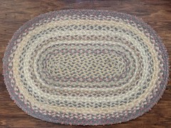 Vintage Oval Braided Rag Rug 30×21 Farmhouse Cottagecore (A)