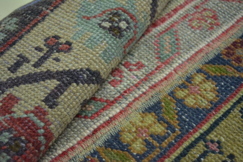 Blue Faded Turkish Vintage Round Rug, 3ft, Handmade Antique Floral Round Rug gallery