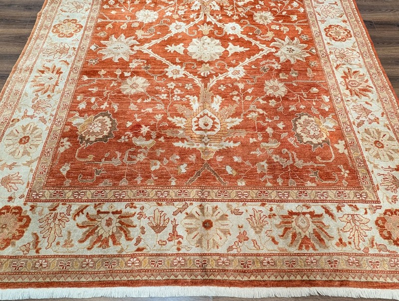 Pak Per'sian Peshawar Rug 8x10, Sultanabad Wool Carpet, Burnt Orange, Handmade gallery