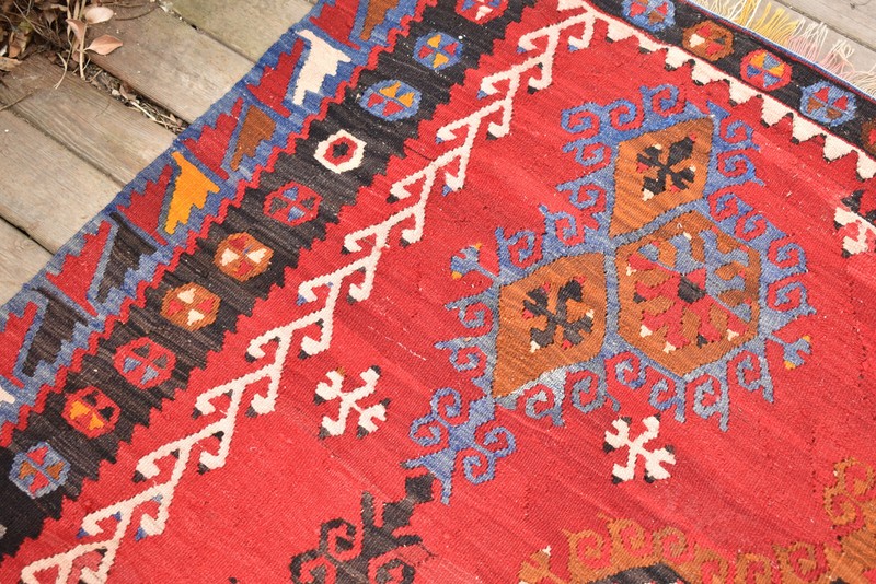 Turkish ANTIQUE Rug 84''x129" Handwoven Sivas Sharkısla Kilim 215x330cm gallery