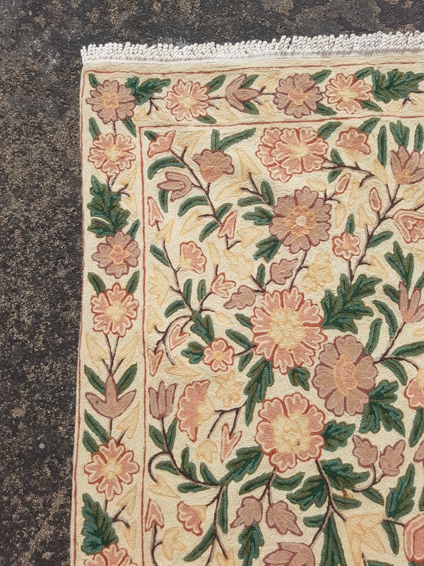 Vintage Woven Traditional Lovely Kashmiri Floral Multicolor Kilim Rug 90x58 cm gallery