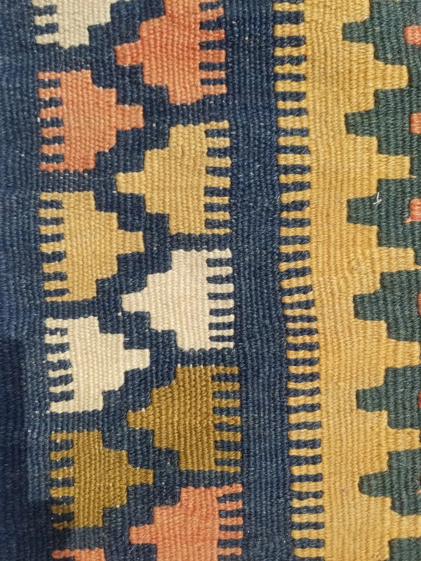 Vintage Traditional Handmade Turkish Wool Multicolor Kilim Rug 4.0x2.8ft gallery