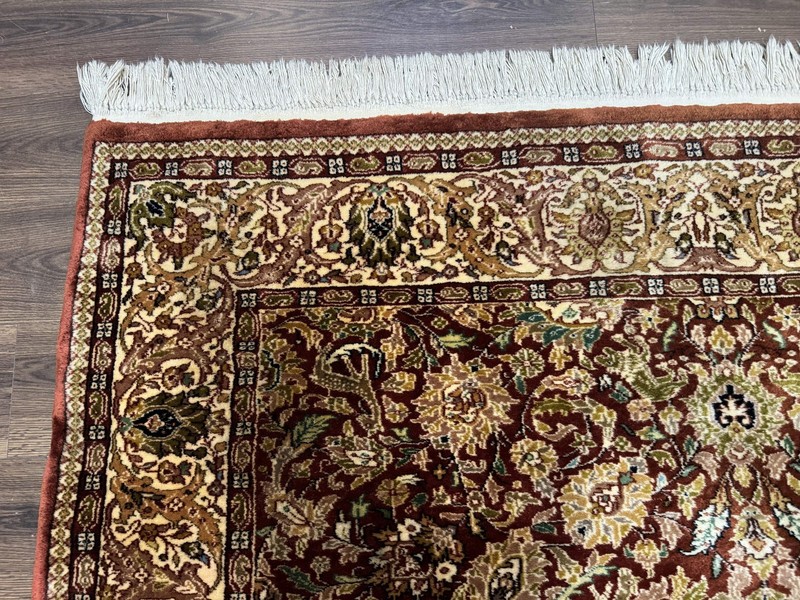 Tree of Life Indian Kashmiri Rug 6x9 Rust Red Cream Animal Pictorials 290 KPSI gallery