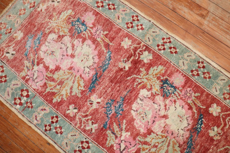 Vintage Floral Turkish Oushak Ushak Rug Dated 1976 Size 2'9''x9'3'' gallery