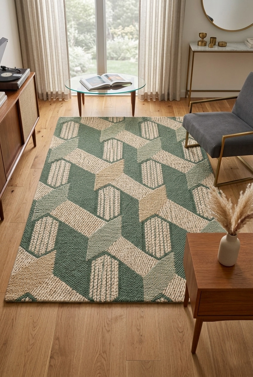 sage green rug Japandi rug minimalist rug living room rug bedroom rug woven rug gallery