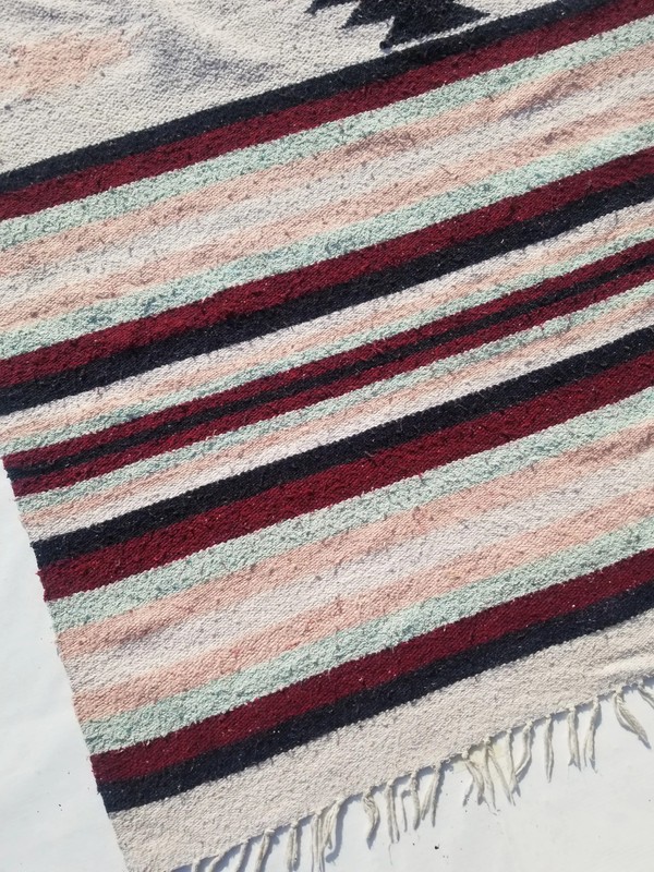 Vintage Traditional Handmade Mexican Serape Wool Multi Kilim 6.3x3.7ft gallery