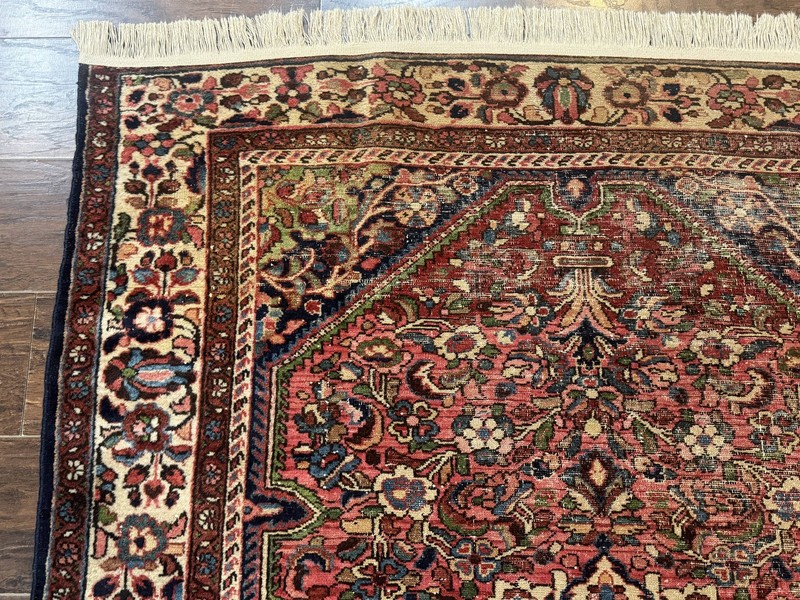 Antique Per'sian Malayer Rug 4.7 x 6.6 Tribal Rug 1920s Carpet Light Red gallery