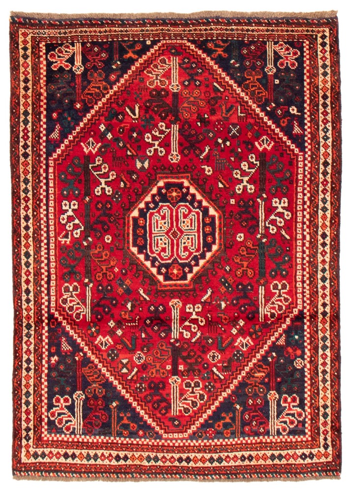 Vintage 4'1" x 5'10" Traditional Hand Knotted Vegetable Dye Wool Area Rug