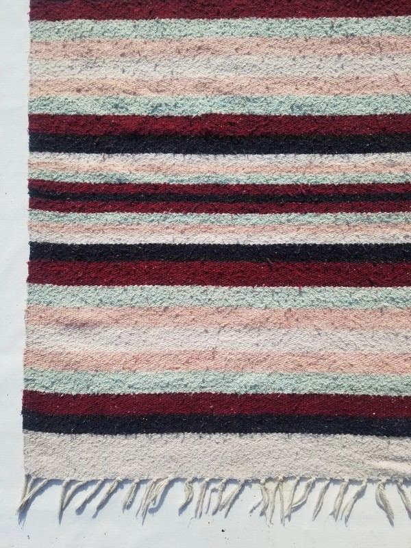 Vintage Traditional Handmade Mexican Serape Wool Multi Kilim 6.3x3.7ft gallery