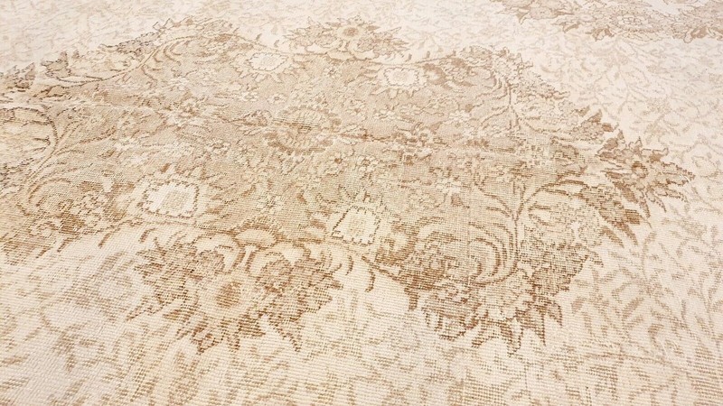 Antique 1940-1950's Distressed Wool Pile Muted Oushak Karabahk Rug 7x10ft gallery