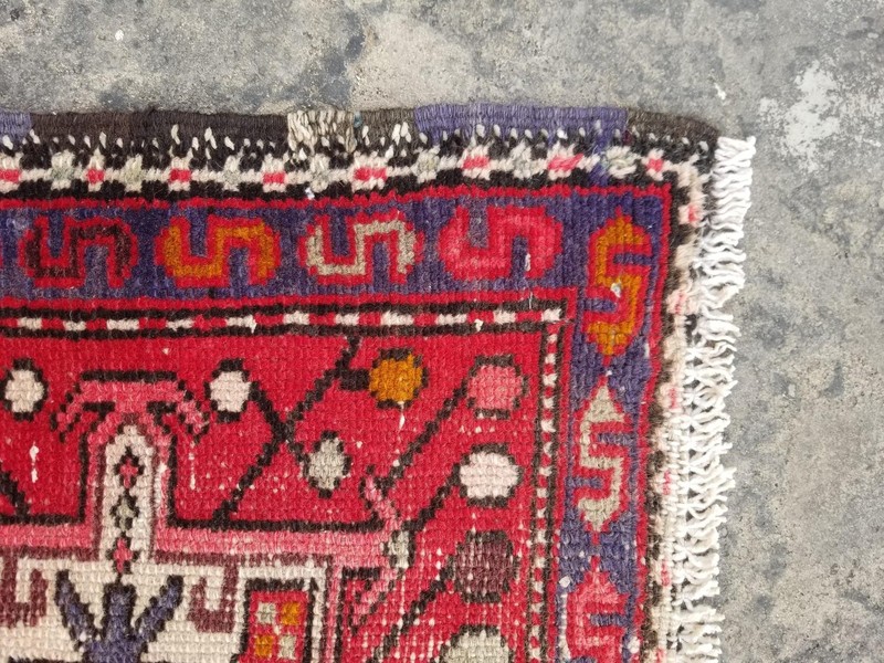 Vintage Traditional Handmade Hamadan Style Wool Multicolor Runner 234 x 69 cm gallery