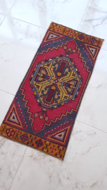 ANTİQUE HANDMADE RUGS Red Wool Rug Decorative Floor Rug Artistic Rug gallery