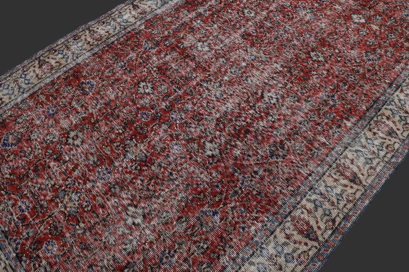Vintage Turkish Oushak Rug, Red 5x9 ft, Handmade Wool, Bohemian Anatolian gallery