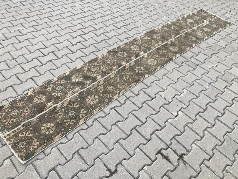 Vintage Turkish Patchwork Runner, 2.2 x 12.6 ft, Antique Oushak Hallway Carpet gallery