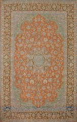 Traditional Orange Wool Hand-knotted Large Rug 10×14 Vintage Living Room Carpet
