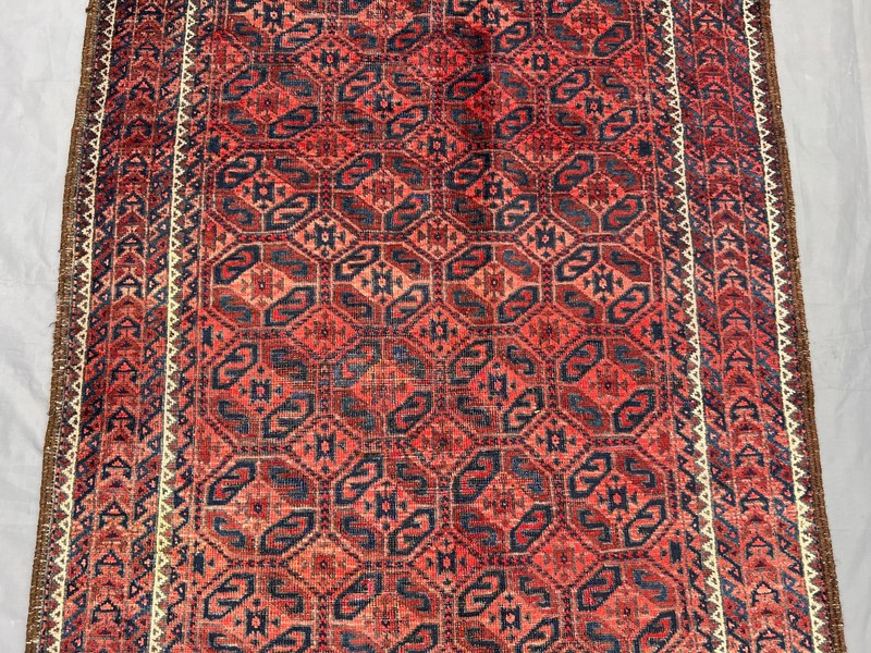 3'3x6'6 ft Turkoman All-Over Boteh Lattice Handknotted Wool Vintage Rug gallery