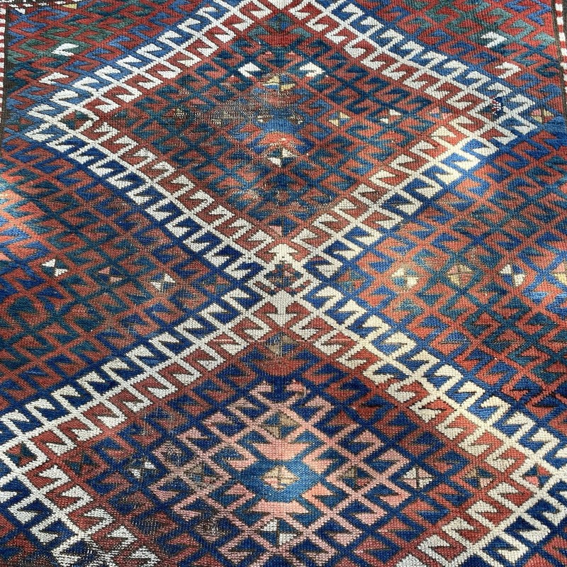 Antique Rug 4' 6 x 8' 8 Blue Hand Knotted Caucasian Tribal Oriental Rug gallery