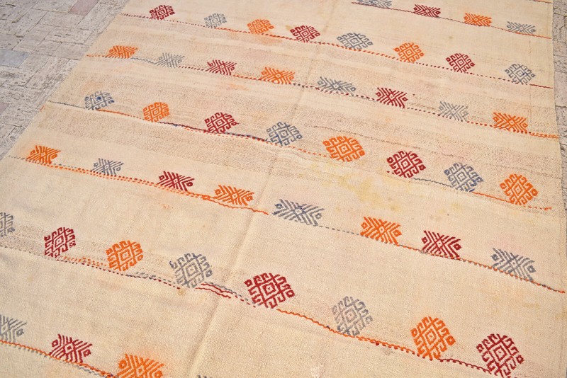 Turkish Kilim Rug 76''x146'' Hand Woven Konya Cicim Kilim 194x373cm Vintage Deco gallery