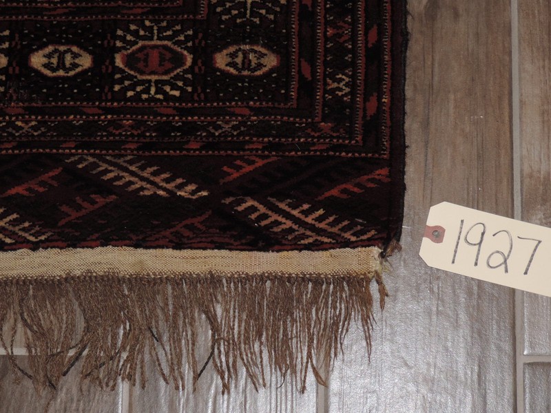 3x6ft. Antique Handmade Tekke Bokharra Wool Rug gallery