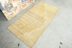 handmade neutral vintage turkish small rug 3×5 oushak oriental mini carpet,936