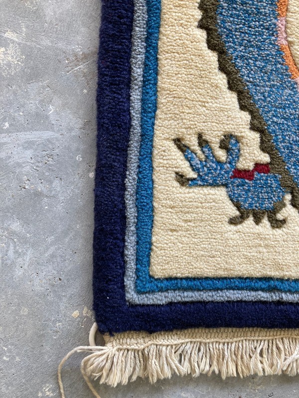 Vintage Tibetan chines Handmade Dragon Multicolor Wool Rug Carpet 48x46 cm gallery
